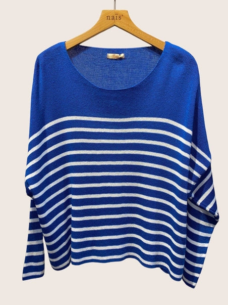 Women's Made in Italy Striped Crew Neck Cotton Knit Top