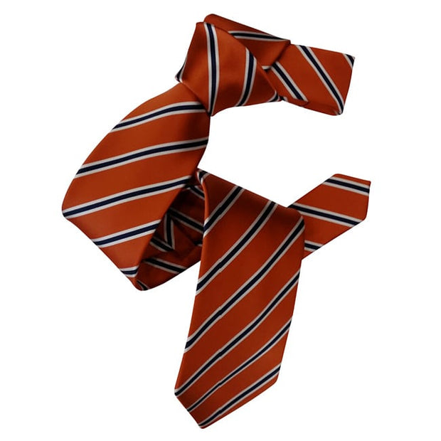 Dmitry Men's Orange with Navy Stripe Italian Silk Tie - Dmitry Ties