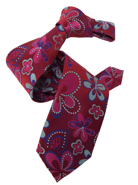 DMITRY 7-Fold Magenta Patterned Italian Silk Tie