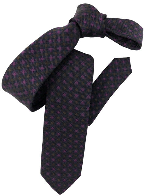DMITRY Magenta Patterned Italian Silk Skinny Tie