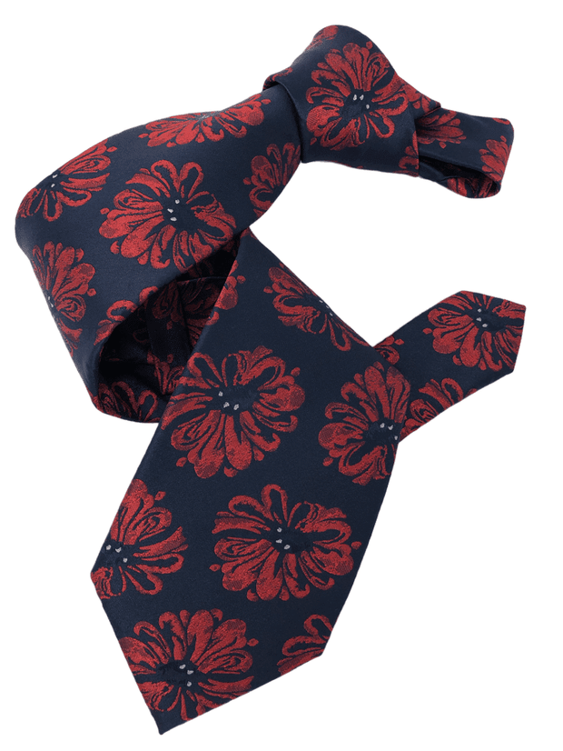 DMITRY 7-Fold Navy Floral Italian Silk Tie