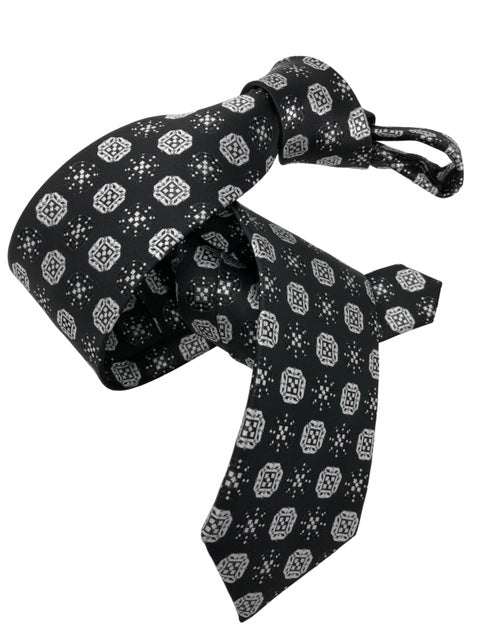 DMITRY Black Patterned Italian Silk Tie - Dmitry Ties