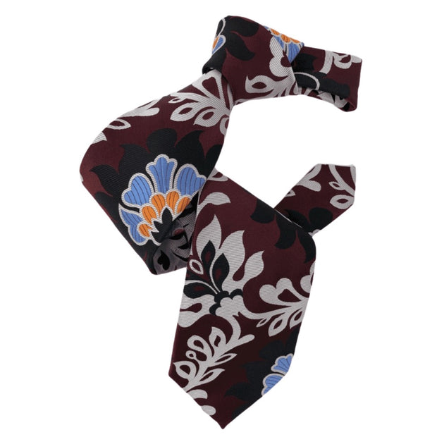 DMITRY 7-Fold Men's Burgundy Patterned Italian Silk Tie