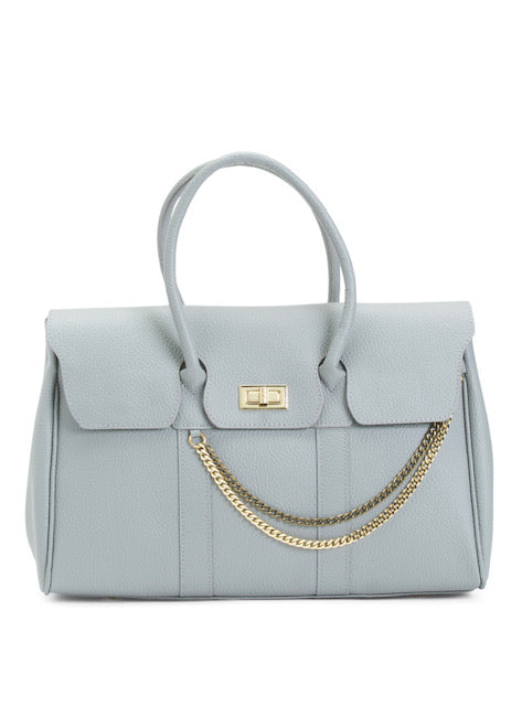 Women's Made In Italy Grey Leather Satchel