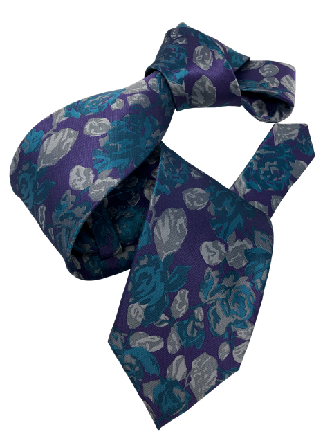 DMITRY Men's Purple Floral Italian Silk Tie