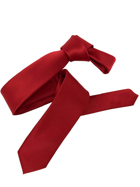 Dmitry Men's Red Italian Silk Solid Skinny Tie