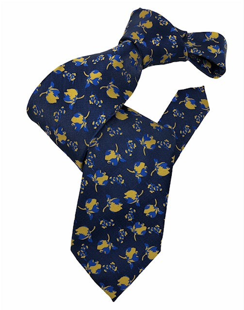 DMITRY Men's Navy Floral Italian Silk Tie