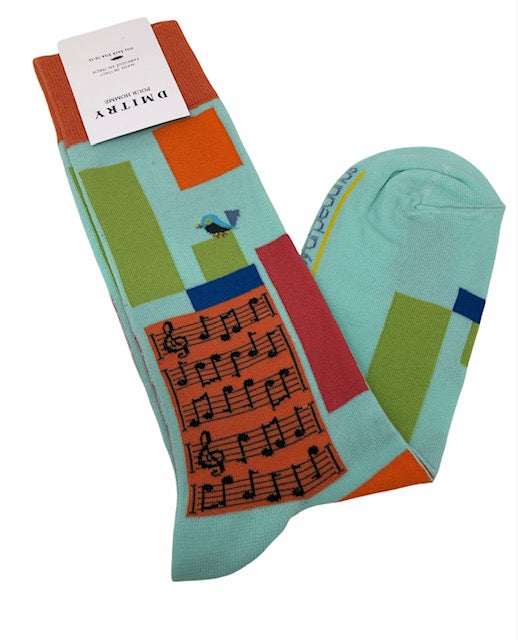 DMITRY "Supersonic Symphony" Patterned Made in Italy Mercerized Cotton Socks
