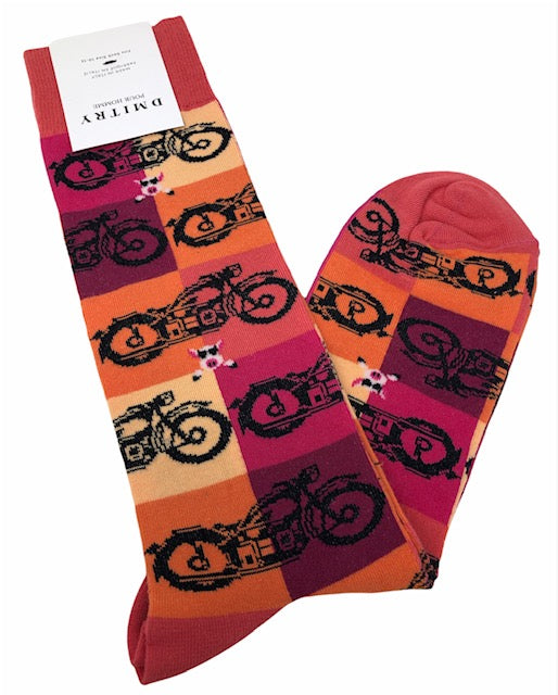DMITRY "Motorcycles" Patterned Made in Italy Mercerized Cotton Socks