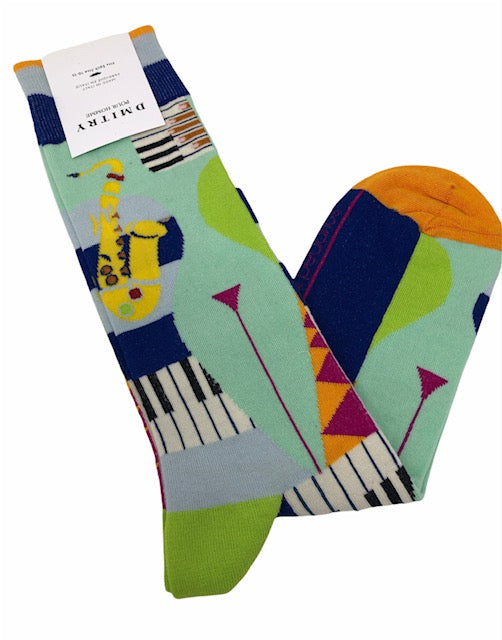 DMITRY "Music" Patterned Made in Italy Mercerized Cotton Socks