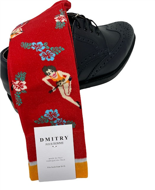 DMITRY "A Hui Hou" Patterned Made in Italy Mercerized Cotton Socks