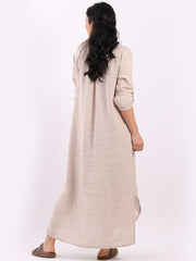 DMITRY Women's Made in Italy Beige Linen Shirt Dress