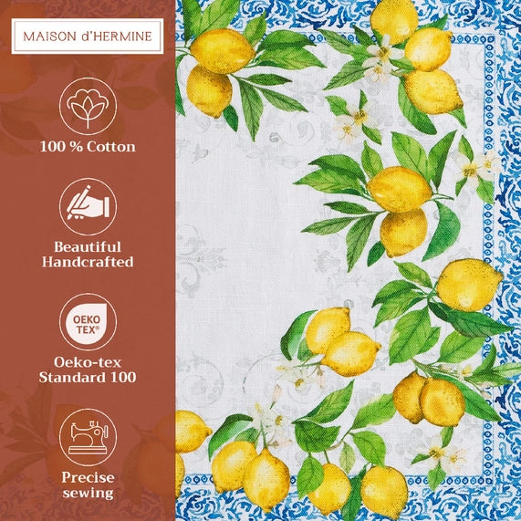 Sorrento Lemons Cotton Placemats 13" X 19" - Set of 4