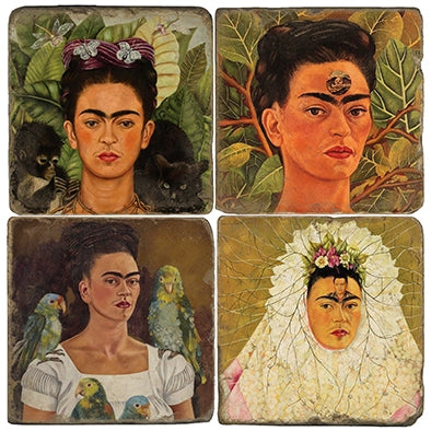 "Frida Kahlo" - Tumbled Marble Coasters Set of Four (4)