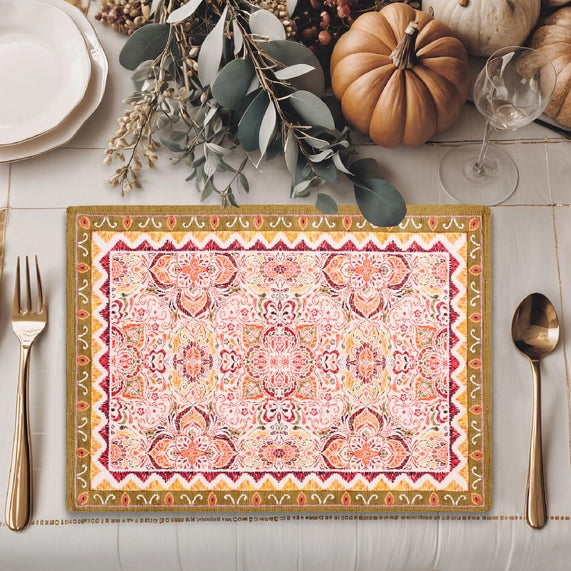 Damask Cotton Placemats 13" X 19" - Set of 4