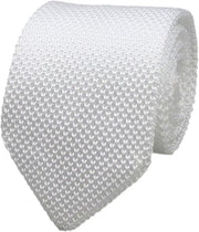 DMITRY Men's Made in Italy Knitted Silk White Tie