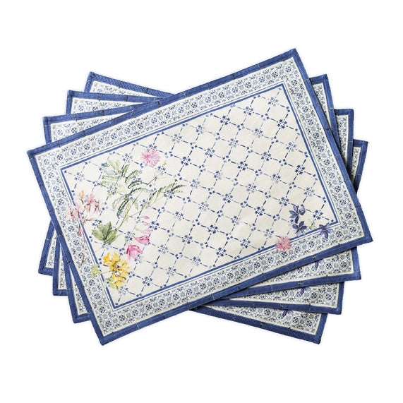 Faience Cotton Placemats 13" X 19" - Set of 4