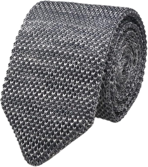 DMITRY Men's Made in Italy Knitted Silk Silver Tie