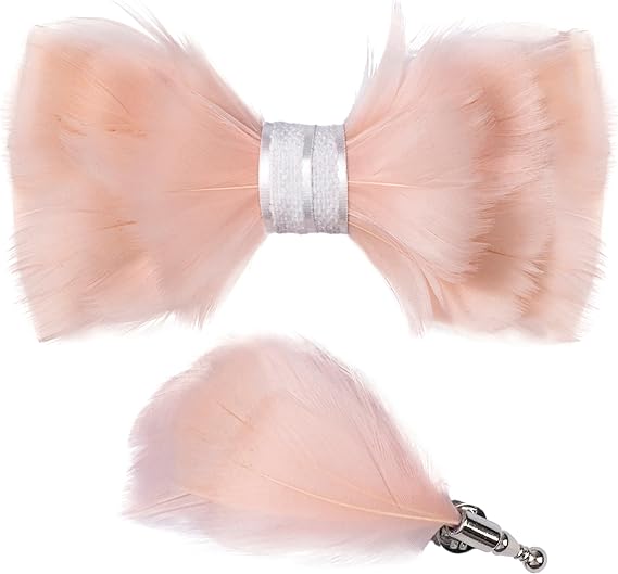 Handmade Feather Blush Patterned Pre-Tied Bow Tie