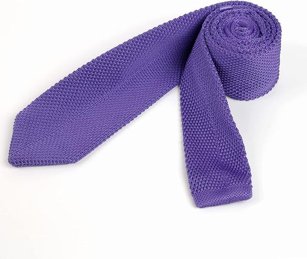 DMITRY Men's Made in Italy Knitted Silk Purple Tie
