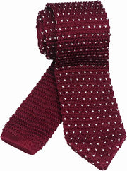 DMITRY Men's Made in Italy Knitted Silk Burgundy Tie