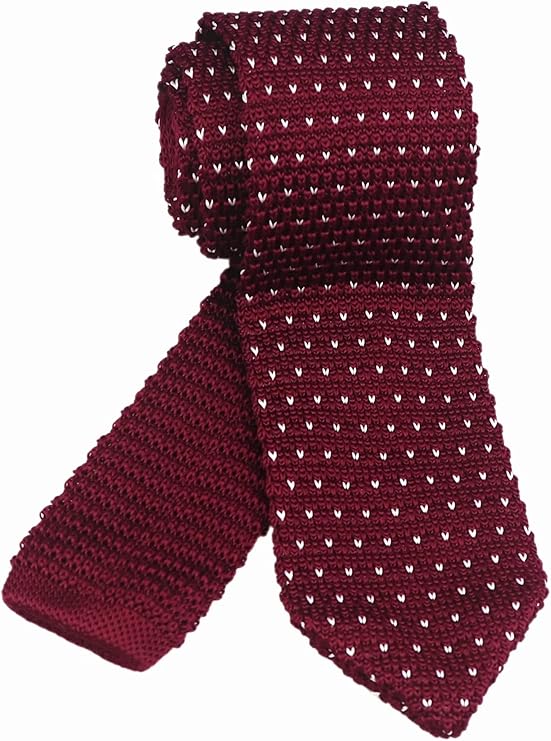 DMITRY Men's Made in Italy Knitted Silk Burgundy Tie