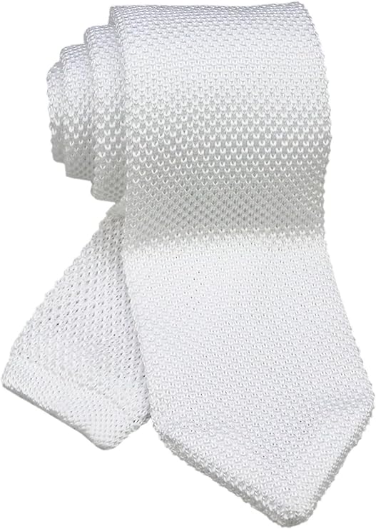 DMITRY Men's Made in Italy Knitted Silk White Tie