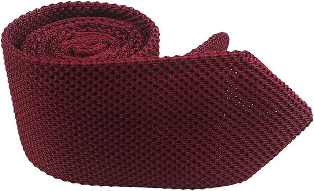 DMITRY Men's Made in Italy Knitted Silk Burgundy Tie