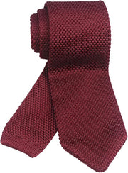 DMITRY Men's Made in Italy Knitted Silk Burgundy Tie