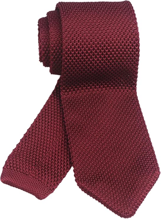 DMITRY Men's Made in Italy Knitted Silk Burgundy Tie