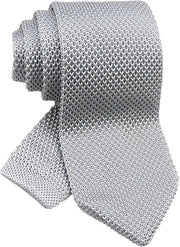 DMITRY Men's Made in Italy Knitted Silk Light Grey Tie
