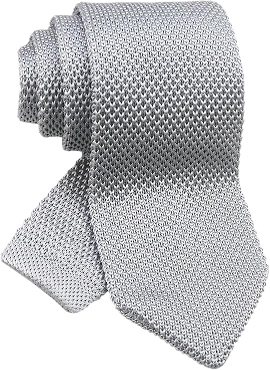 DMITRY Men's Made in Italy Knitted Silk Light Grey Tie