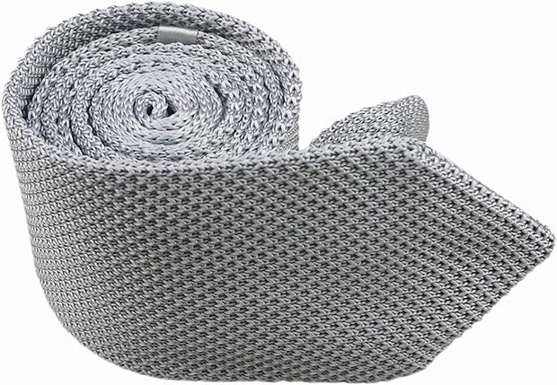 DMITRY Men's Made in Italy Knitted Silk Light Grey Tie