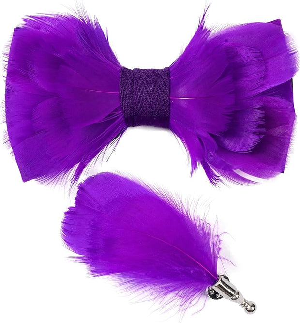 Handmade Feather Purple Patterned Pre-Tied Bow Tie