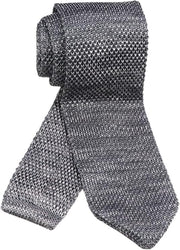 DMITRY Men's Made in Italy Knitted Silk Silver Tie