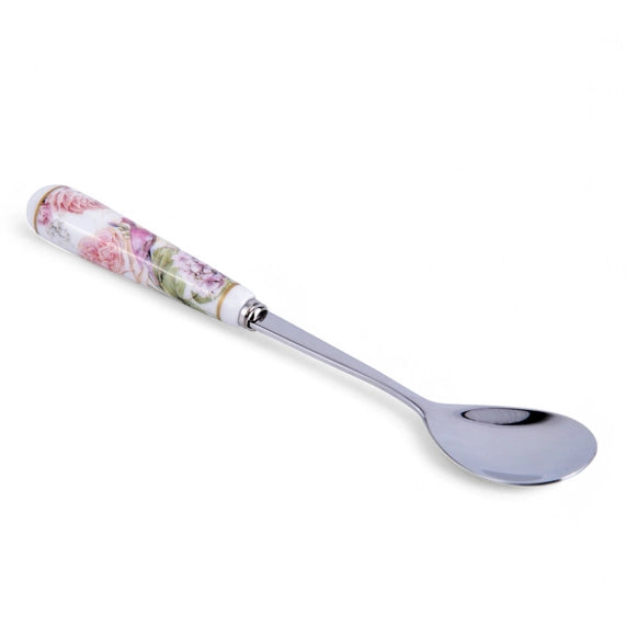 Floral Dessert Spoons with Ceramic Handles in Gift Box - Set of 4