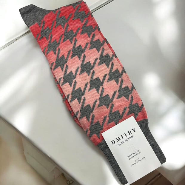 DMITRY Coral Patterned Made in Italy Mercerized Cotton Socks