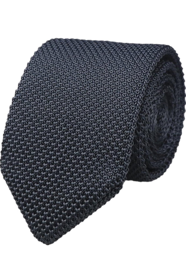 DMITRY Men's Made in Italy Knitted Silk Grey Tie