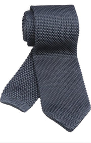 DMITRY Men's Made in Italy Knitted Silk Grey Tie
