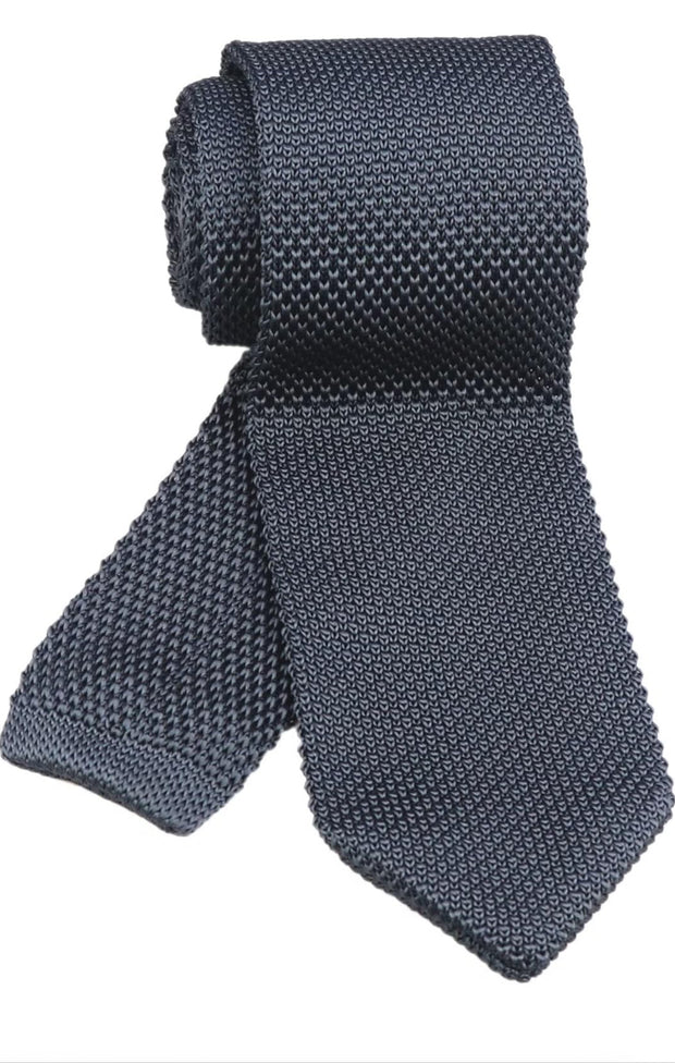 DMITRY Men's Made in Italy Knitted Silk Grey Tie
