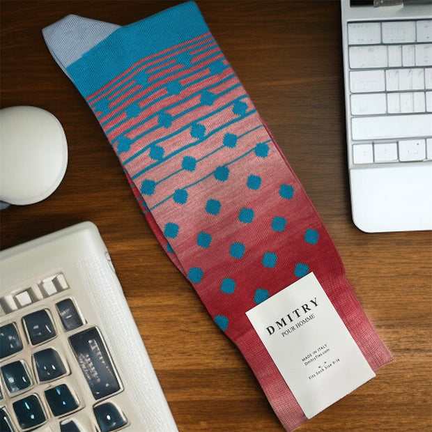 DMITRY Coral Patterned Made in Italy Mercerized Cotton Socks