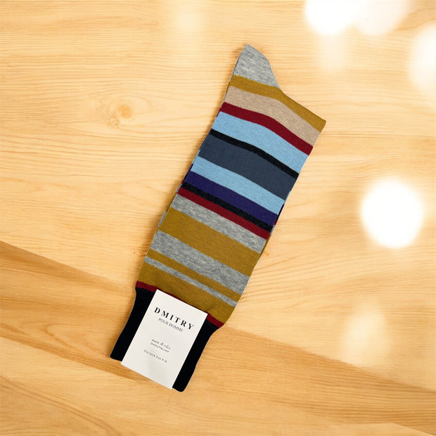 DMITRY Multi Striped Made in Italy Mercerized Cotton Socks