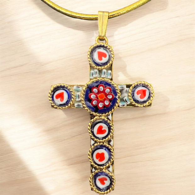 Made in Italy Florentine Mosaic Cross Pendant