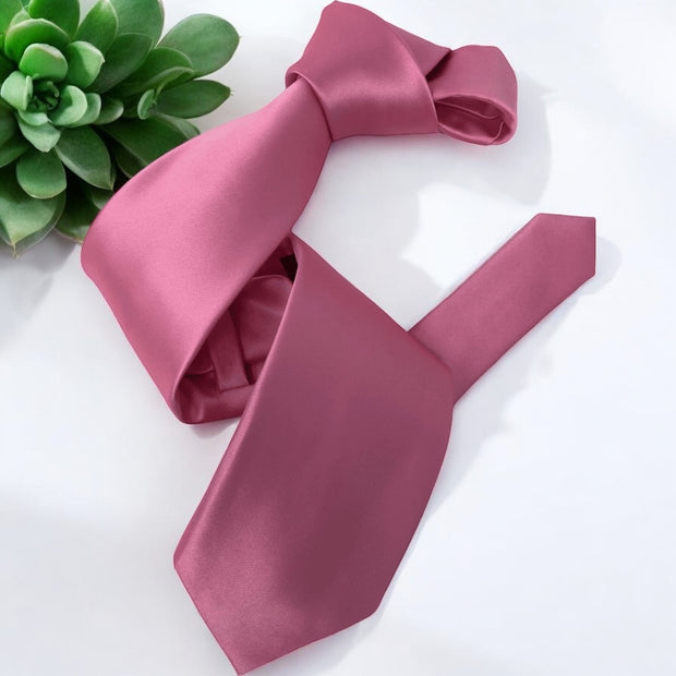 Dmitry Men's Pink  Solid Italian Silk Tie & Pocket Square