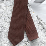DMITRY Men's Made in Italy Knitted Silk Brown Tie