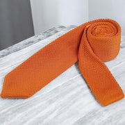 DMITRY Men's Made in Italy Knitted Silk Orange Tie