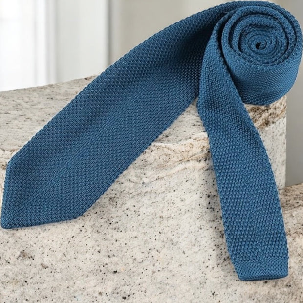 DMITRY Men's Made in Italy Knitted Silk Teal Tie