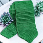 DMITRY Men's Made in Italy Knitted Silk Green Tie