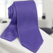 DMITRY Men's Made in Italy Knitted Silk Purple Tie