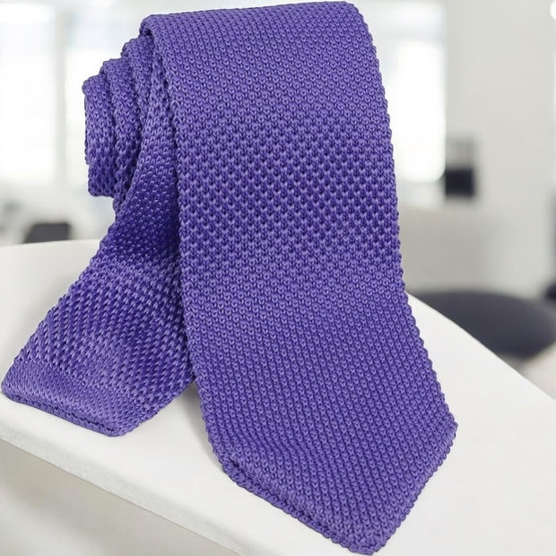 DMITRY Men's Made in Italy Knitted Silk Purple Tie